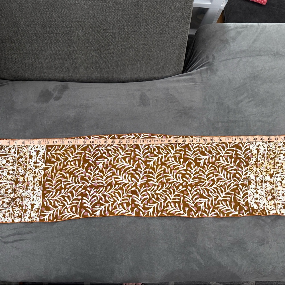 Brown and White Patterned Scarf